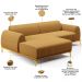 Sofá 5 Lugares com Chaise Esquerdo Para Sala de Estar Molino 300cm D02 Base Castanho Pés D'ouro Prime Bouclê Mostarda PB-03 - Lyam Decor