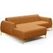 Sofá 5 Lugares com Chaise Esquerdo Para Sala de Estar Molino 320cm D02 Base Castanho Pés D'ouro Couríssimo Whisky B-90 - Lyam Decor