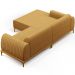Sofá 5 Lugares com Chaise Esquerdo Para Sala de Estar Molino 320cm D02 Base Castanho Pés D'ouro Prime Bouclê Mostarda PB-03 - Lyam Decor