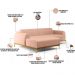 Sofá 5 Lugares com Chaise Esquerdo Para Sala de Estar Molino 320cm D02 Linho Rosê C-105 - Lyam Decor
