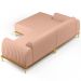 Sofá 5 Lugares com Chaise Esquerdo Para Sala de Estar Molino 320cm D02 Linho Rosê C-105 - Lyam Decor