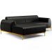 Sofá 5 Lugares com Chaise Esquerdo Sala Estar Molino 300cm D02 Couríssimo Preto B-159 - Lyam Decor