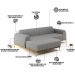 Sofá 5 Lugares com Chaise Esquerdo Sala Estar Molino 300cm D02 Linho Cinza Escuro C-416 - Lyam Decor