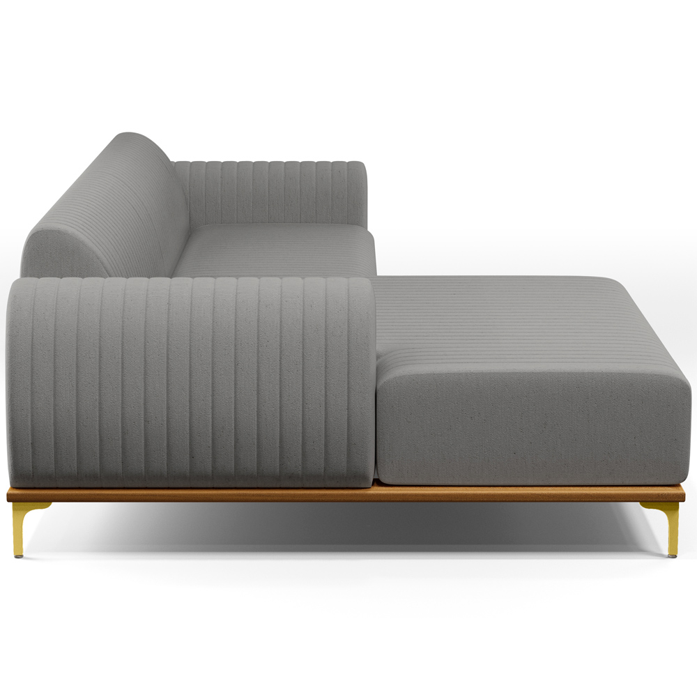 Sofá 5 Lugares com Chaise Esquerdo Sala Estar Molino 300cm D02 Linho Cinza Escuro C-416 - Lyam Decor