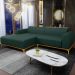 Sofá 5 Lugares com Chaise Esquerdo Sala Estar Molino 300cm D02 Linho Verde Musgo C-117 - Lyam Decor