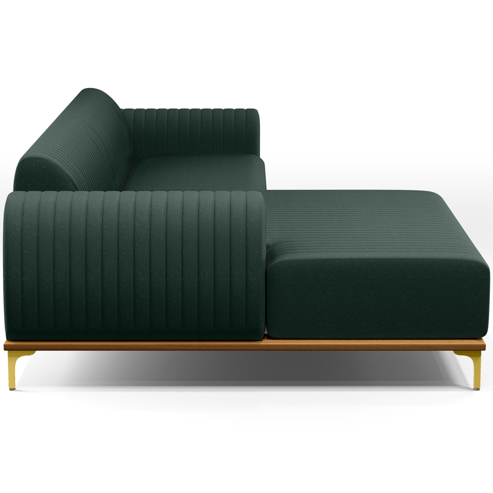 Sofá 5 Lugares com Chaise Esquerdo Sala Estar Molino 300cm D02 Linho Verde Musgo C-117 - Lyam Decor