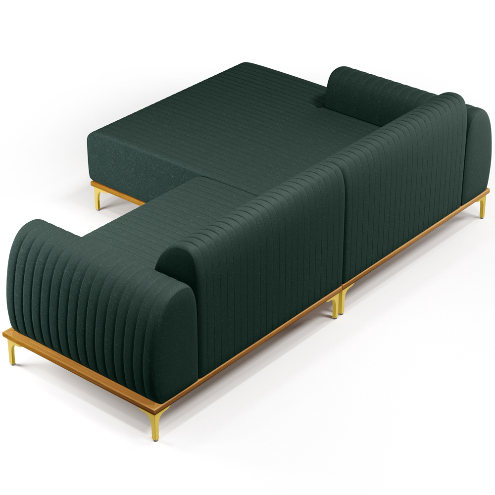 Sofá 5 Lugares com Chaise Esquerdo Sala Estar Molino 300cm D02 Linho Verde Musgo C-117 - Lyam Decor