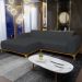 Sofá 5 Lugares com Chaise Esquerdo Sala de Estar Molino 300cm D02 Linho Chumbo D-465 - Lyam Decor