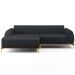 Sofá 5 Lugares com Chaise Esquerdo Sala de Estar Molino 300cm D02 Linho Chumbo D-465 - Lyam Decor