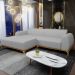 Sofá 5 Lugares com Chaise Esquerdo Sala de Estar Molino 300cm D02 Linho Cinza D-315 - Lyam Decor