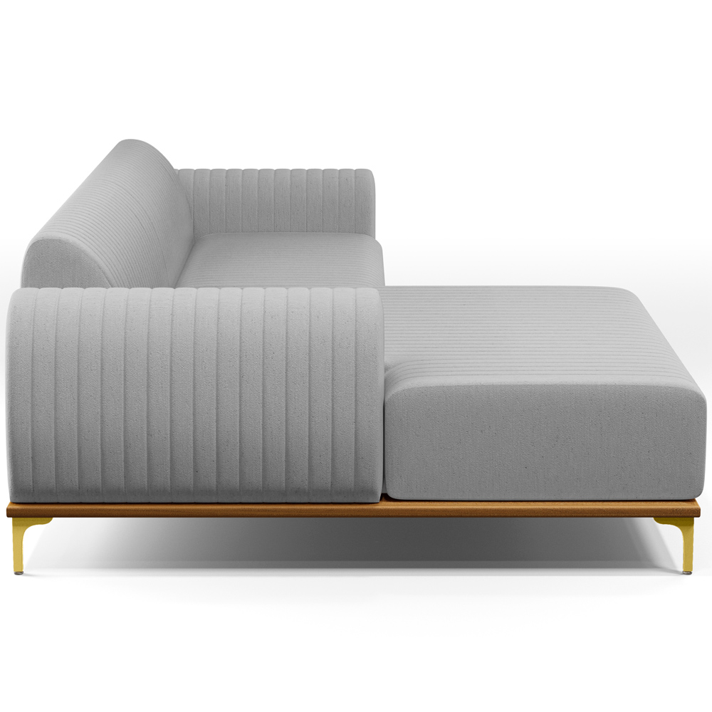 Sofá 5 Lugares com Chaise Esquerdo Sala de Estar Molino 300cm D02 Linho Cinza D-315 - Lyam Decor