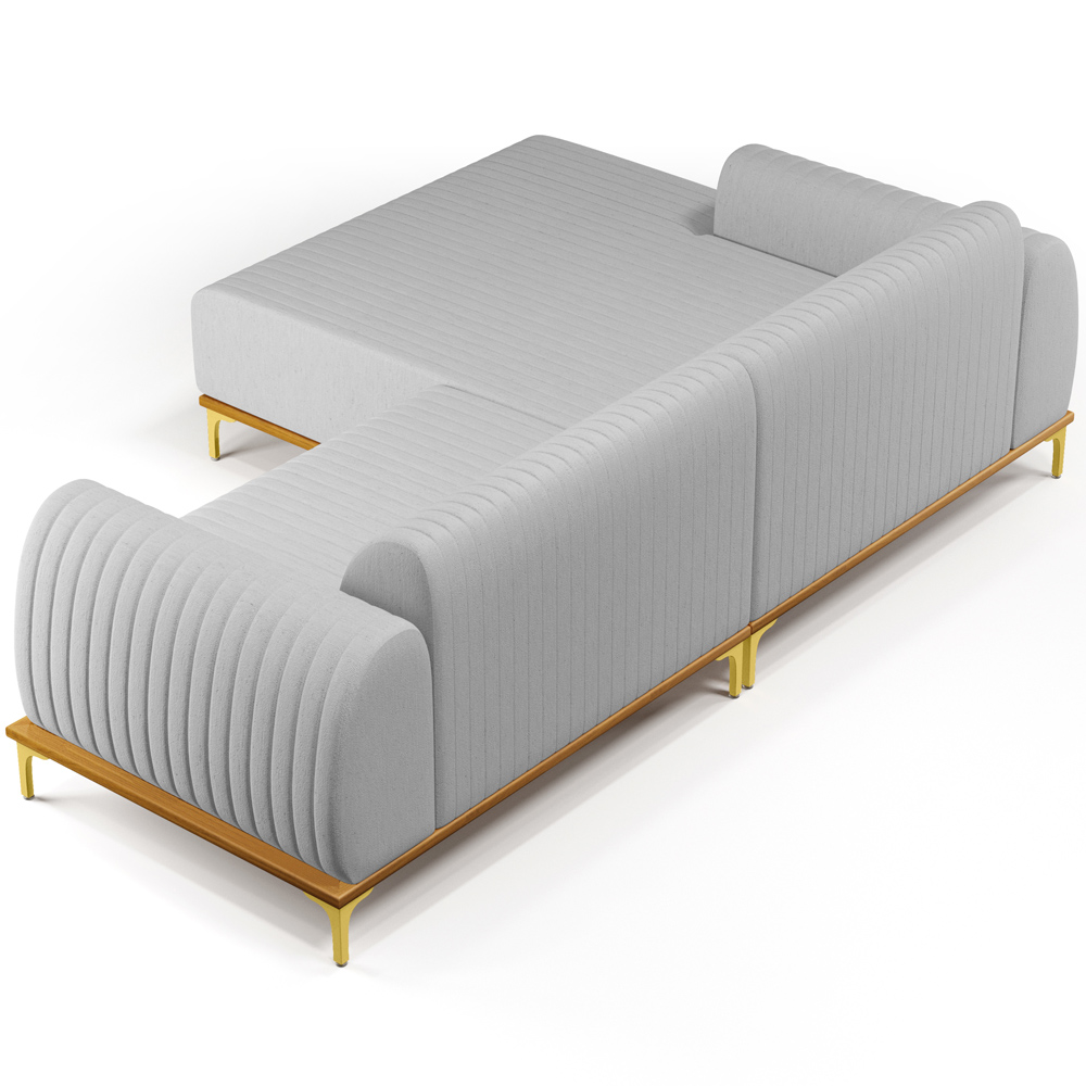 Sofá 5 Lugares com Chaise Esquerdo Sala de Estar Molino 300cm D02 Linho Cinza D-315 - Lyam Decor