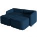 Sofá Cama para Sala de Estar 2 Lugares 176cm Montserrat K01 Veludo Azul Marinho - Lyam Decor