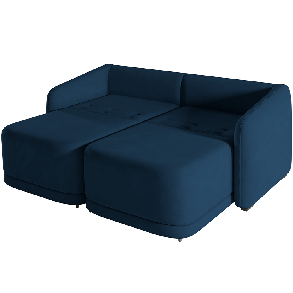 Sofá Cama para Sala de Estar 2 Lugares 176cm Montserrat K01 Veludo Azul Marinho - Lyam Decor