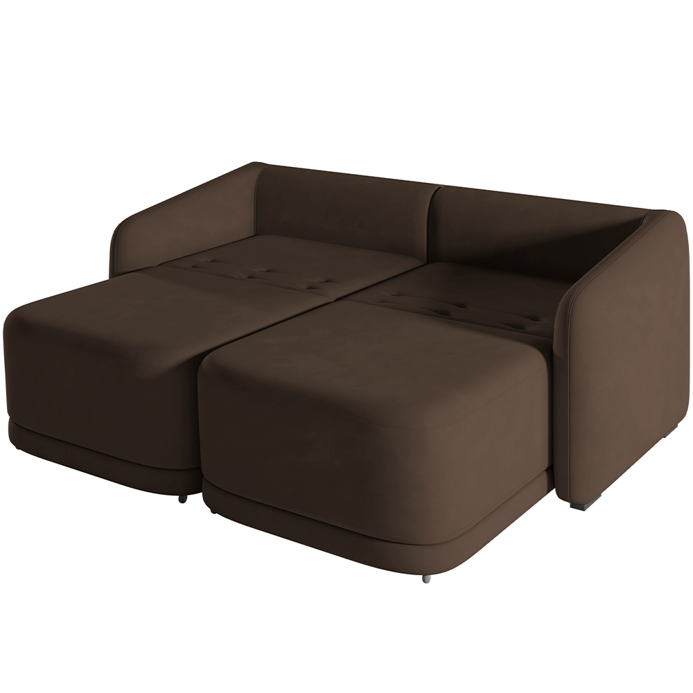Sofá Cama para Sala de Estar 2 Lugares 176cm Montserrat K01 Veludo Marrom - Lyam Decor