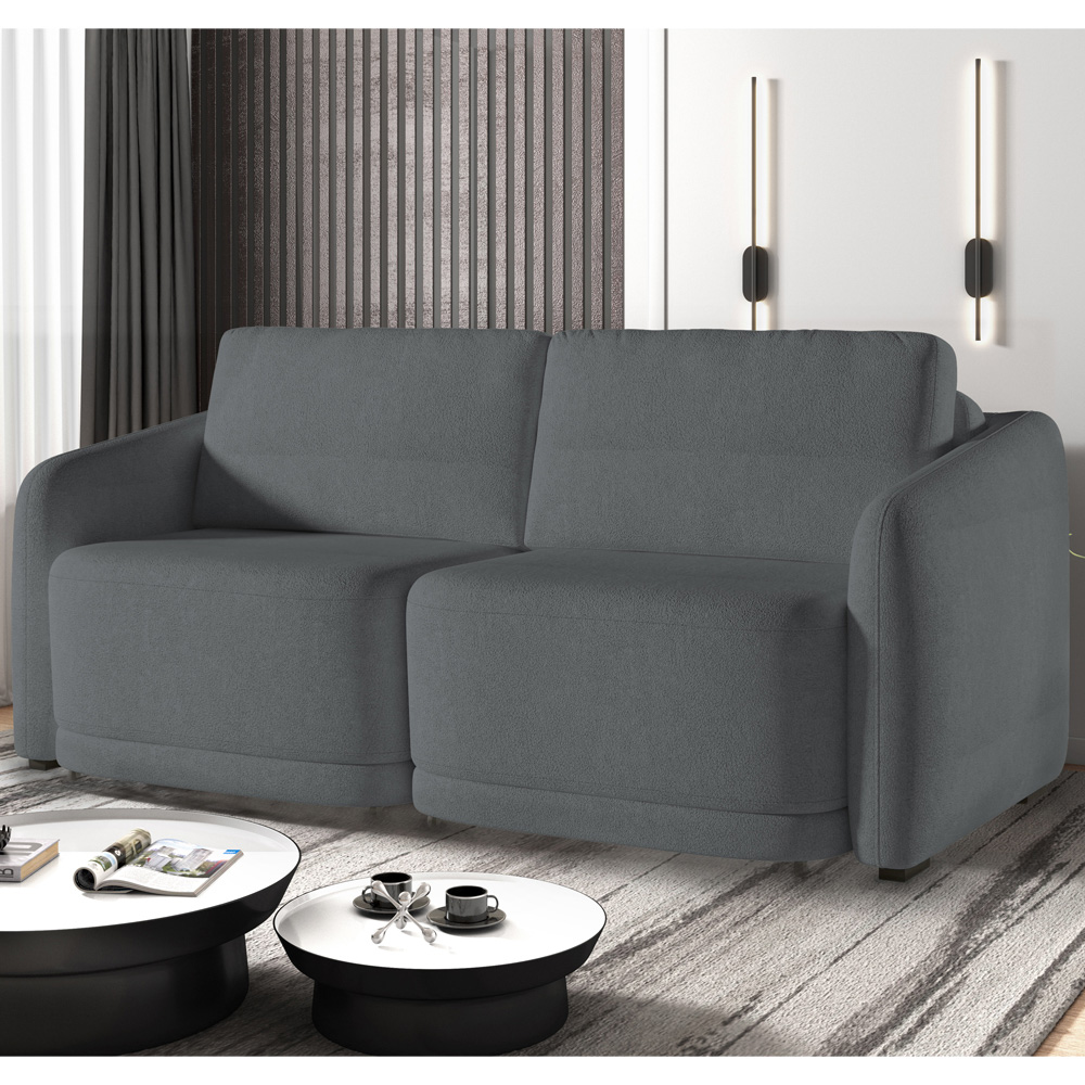 Sofá Cama para Sala de Estar 2 Lugares 196cm Montserrat K01 Bouclê Cinza - Lyam Decor
