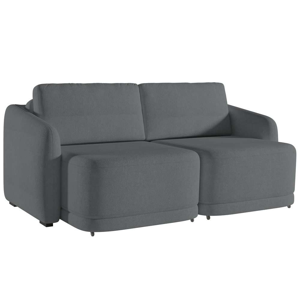 Sofá Cama para Sala de Estar 2 Lugares 196cm Montserrat K01 Bouclê Cinza - Lyam Decor