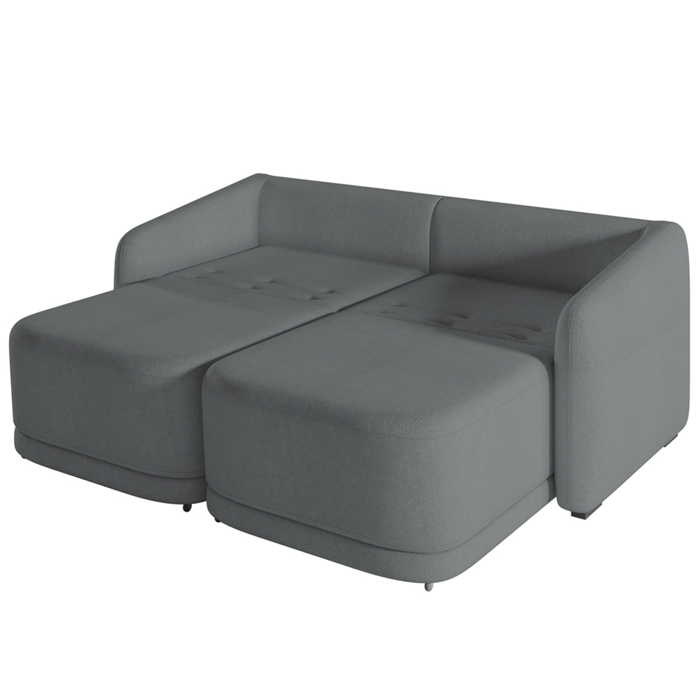 Sofá Cama para Sala de Estar 2 Lugares 196cm Montserrat K01 Bouclê Cinza - Lyam Decor