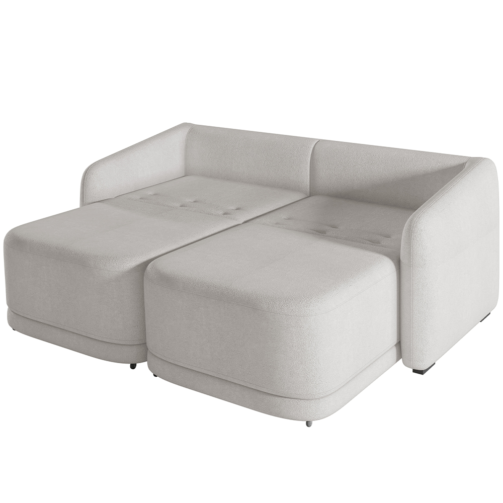 Sofá Cama para Sala de Estar 2 Lugares 196cm Montserrat K01 Bouclê Creme - Lyam Decor
