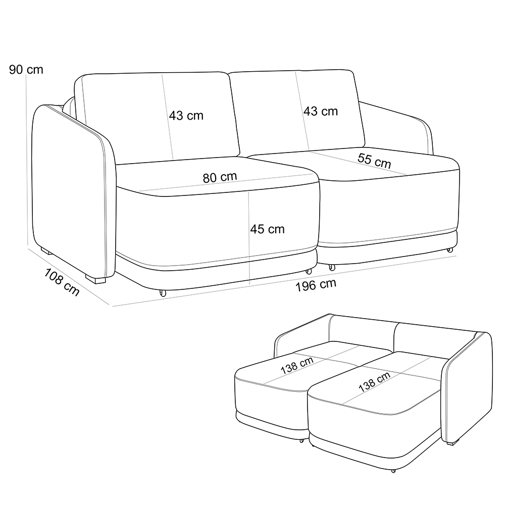 Sofá Cama para Sala de Estar 2 Lugares 196cm Montserrat K01 Veludo Verde - Lyam Decor