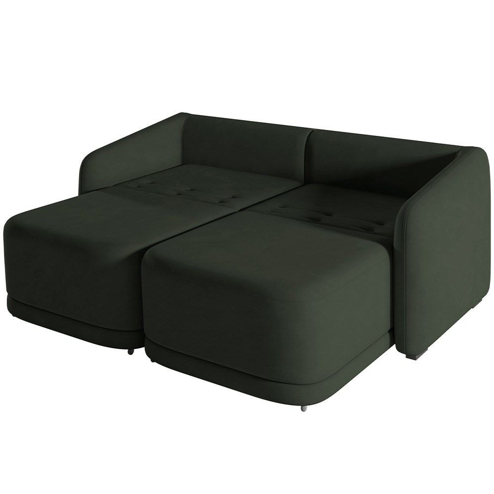 Sofá Cama para Sala de Estar 2 Lugares 196cm Montserrat K01 Veludo Verde - Lyam Decor