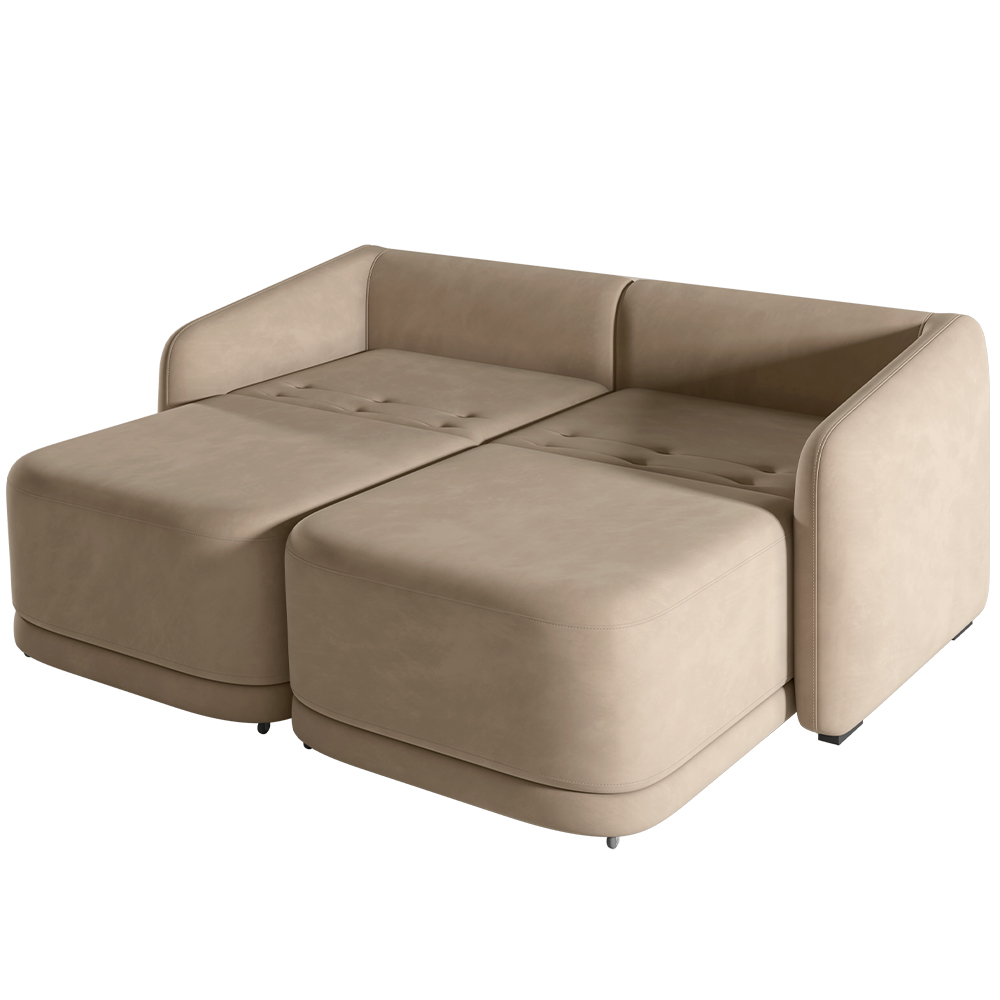 Sofá Cama para Sala de Estar 2 Lugares 216cm Montserrat K01 Veludo Bege - Lyam Decor