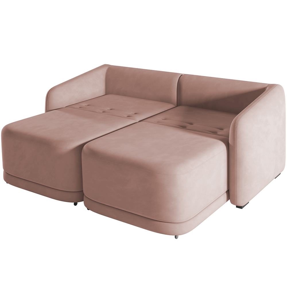 Sofá Cama para Sala de Estar 2 Lugares 216cm Montserrat K01 Veludo Rosê - Lyam Decor