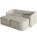 Sofá Cama para Sala de Estar 3 Lugares 236cm Montserrat K01 Bouclê Bege - Lyam Decor