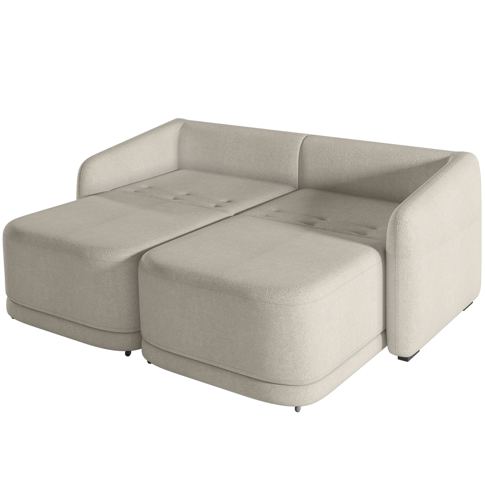 Sofá Cama para Sala de Estar 3 Lugares 236cm Montserrat K01 Bouclê Bege - Lyam Decor