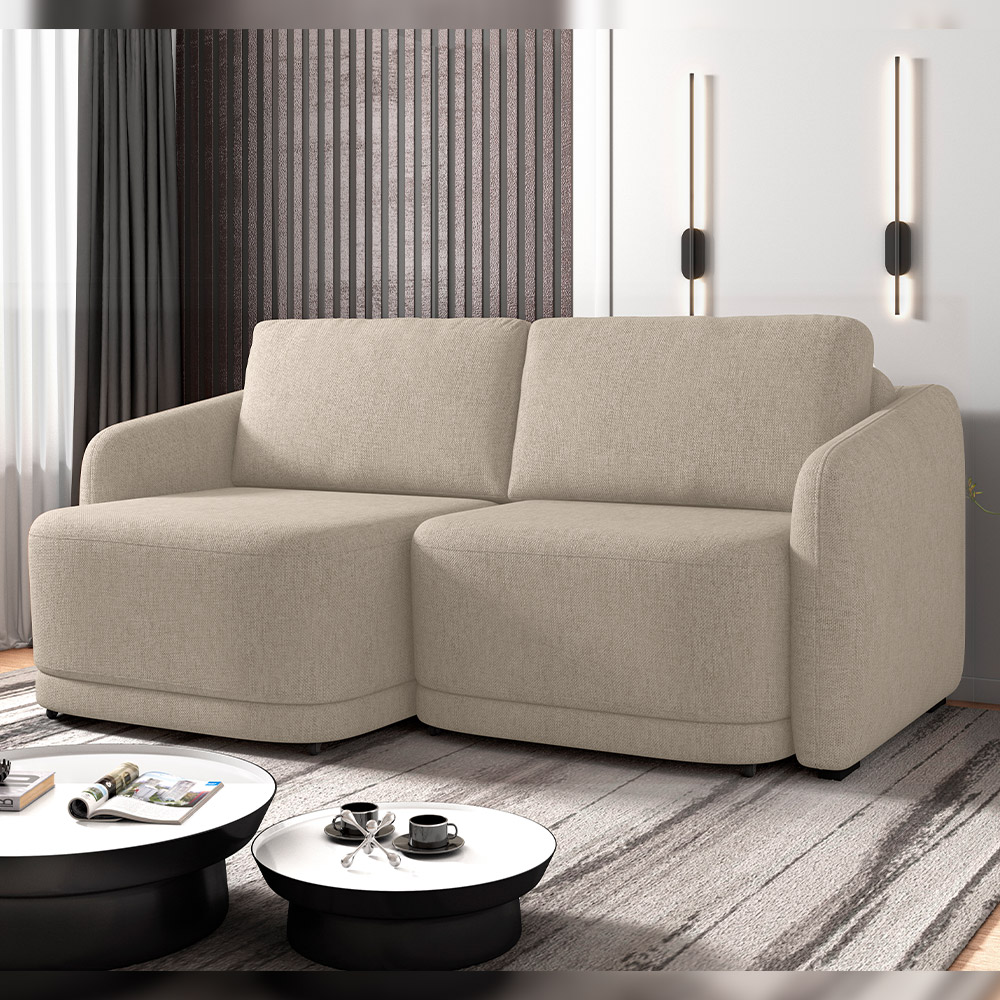 Sofá Cama para Sala de Estar 3 Lugares 236cm Montserrat K01 Linho Bege - Lyam Decor