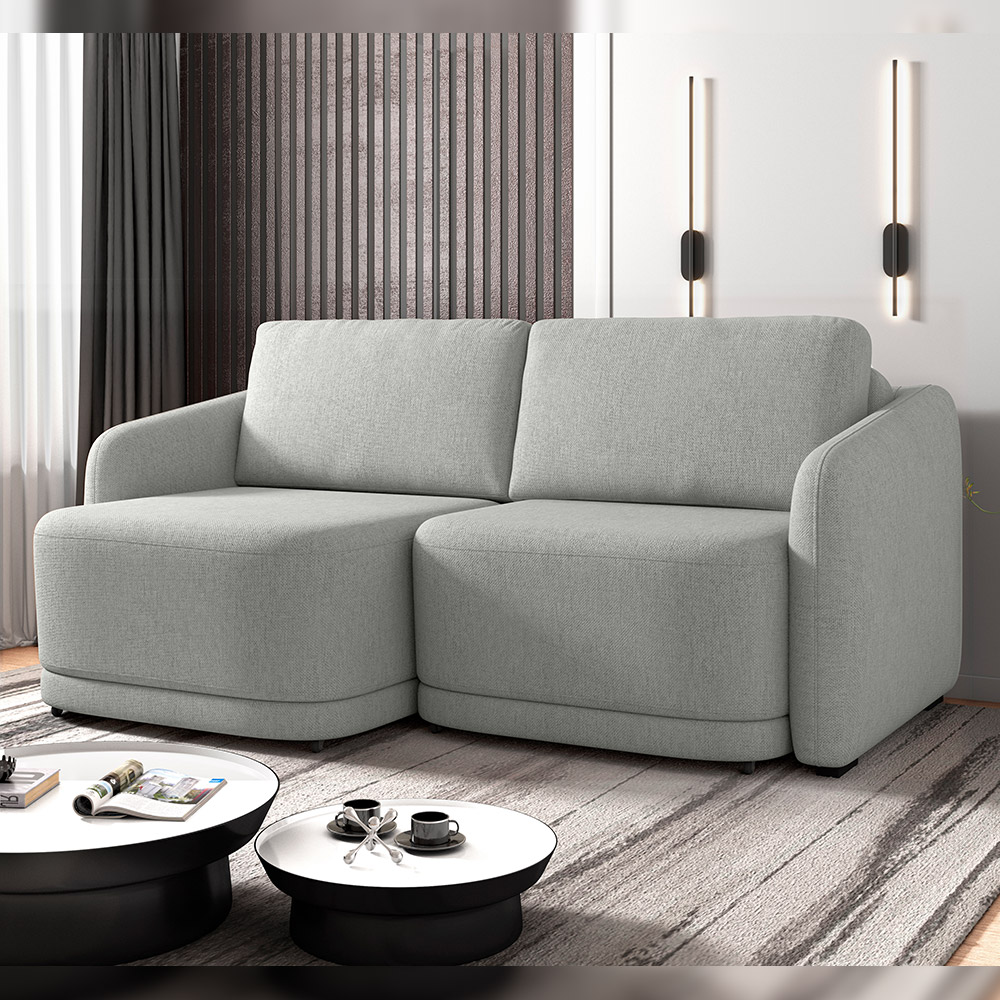 Sofá Cama para Sala de Estar 3 Lugares 236cm Montserrat K01 Linho Cinza - Lyam Decor