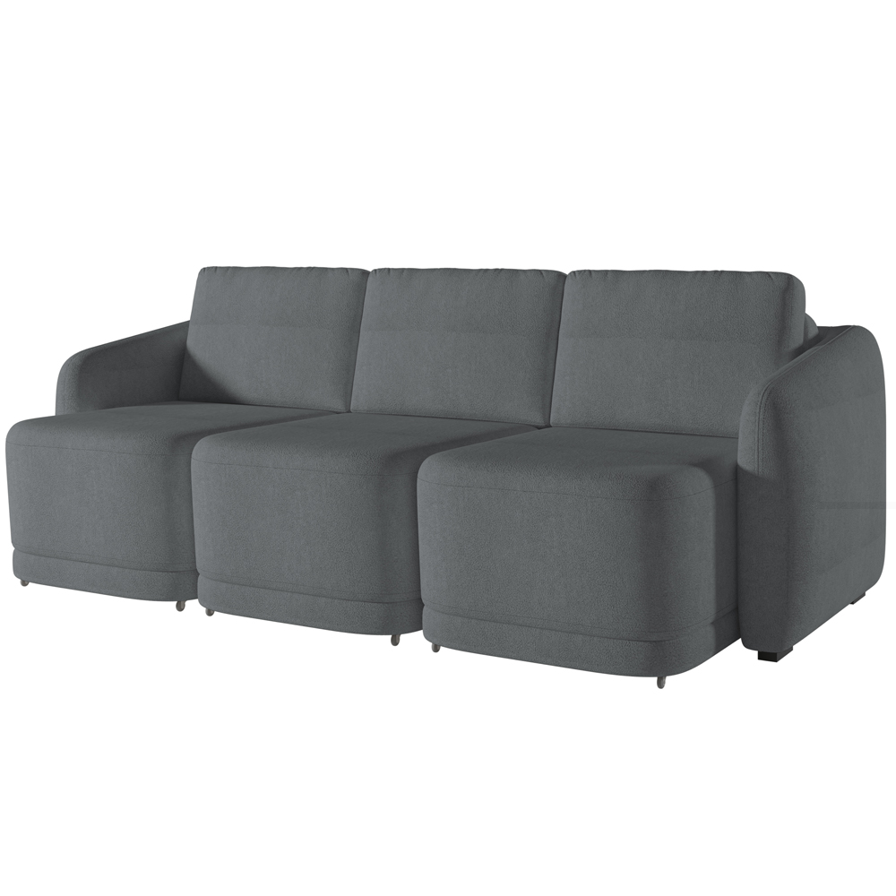 Sofá Cama para Sala de Estar 3 Lugares 246cm Montserrat K01 Bouclê Cinza - Lyam Decor