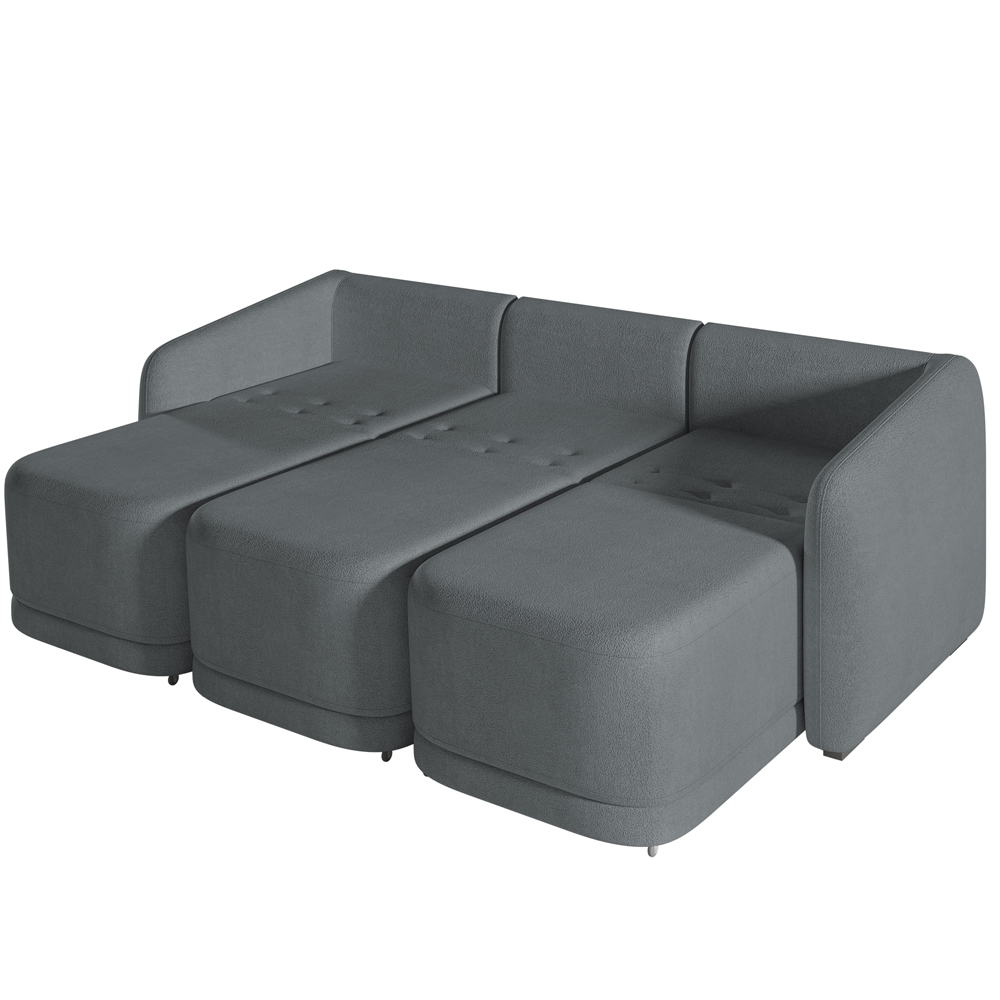 Sofá Cama para Sala de Estar 3 Lugares 246cm Montserrat K01 Bouclê Cinza - Lyam Decor