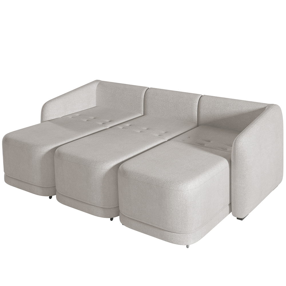 Sofá Cama para Sala de Estar 3 Lugares 246cm Montserrat K01 Bouclê Creme - Lyam Decor