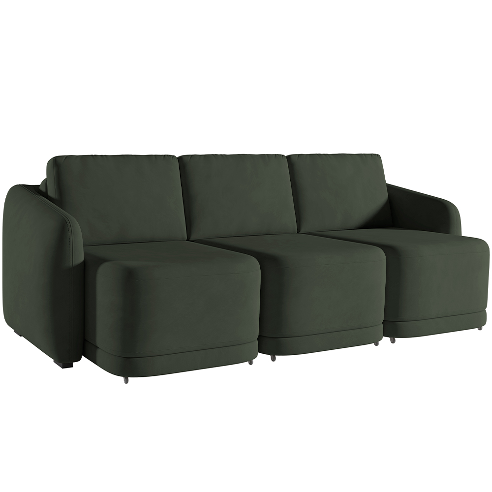 Sofá Cama para Sala de Estar 3 Lugares 246cm Montserrat K01 Veludo Verde - Lyam Decor
