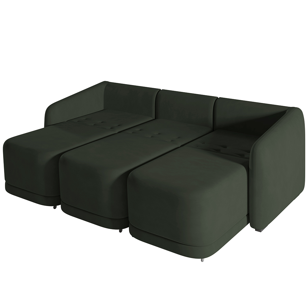 Sofá Cama para Sala de Estar 3 Lugares 246cm Montserrat K01 Veludo Verde - Lyam Decor