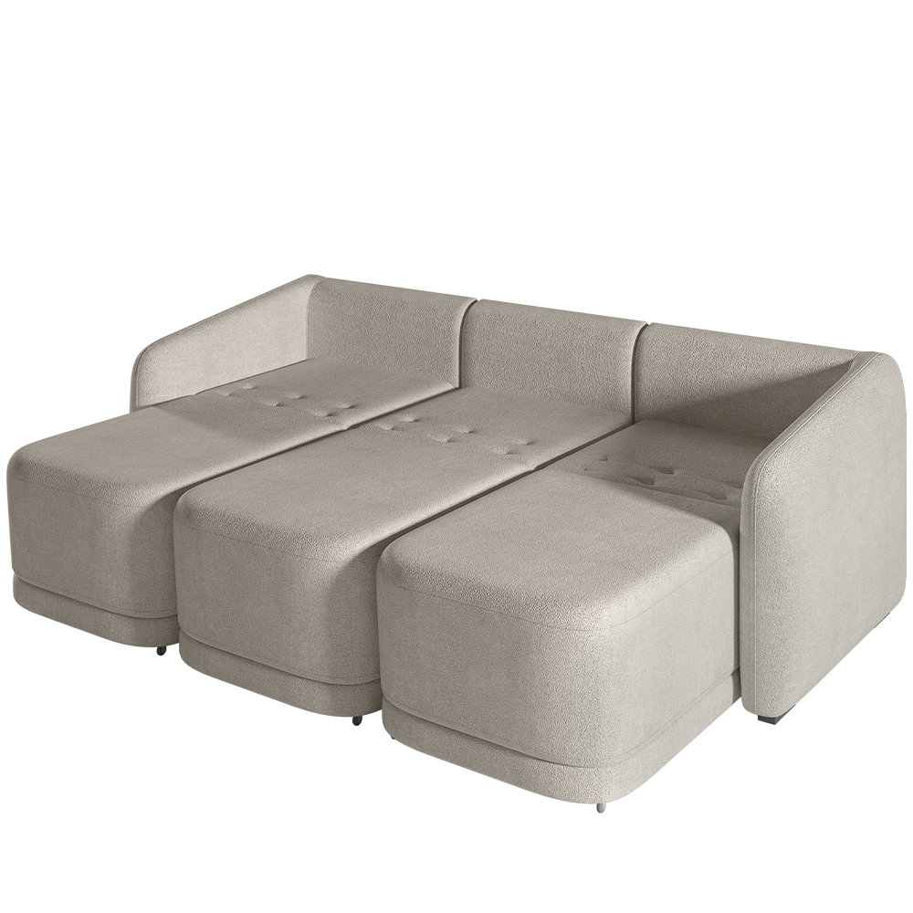 Sofá Cama para Sala de Estar 3 Lugares 276cm Montserrat K01 Bouclê Bege - Lyam Decor
