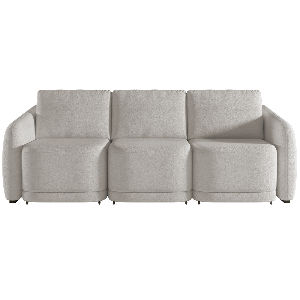Sofá Cama para Sala de Estar 3 Lugares 276cm Montserrat K01 Bouclê Creme - Lyam Decor