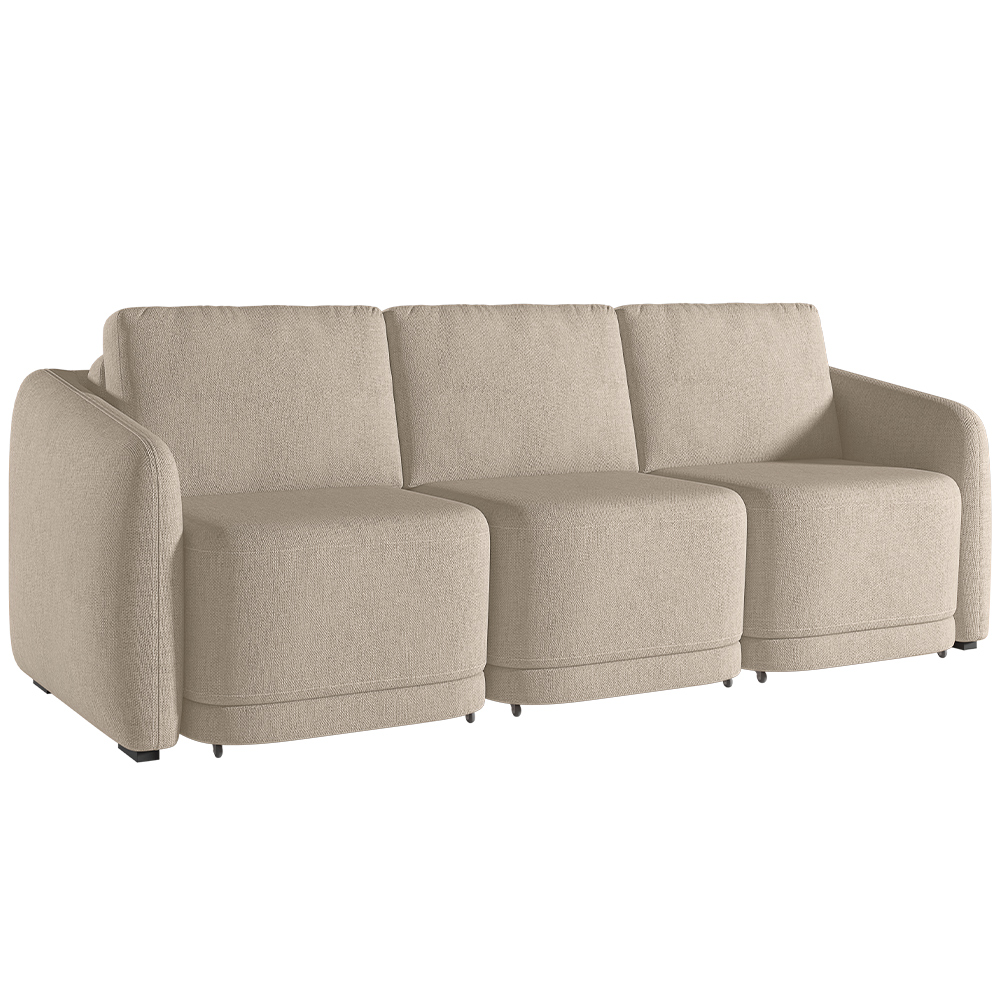 Sofá Cama para Sala de Estar 3 Lugares 276cm Montserrat K01 Linho Bege - Lyam Decor
