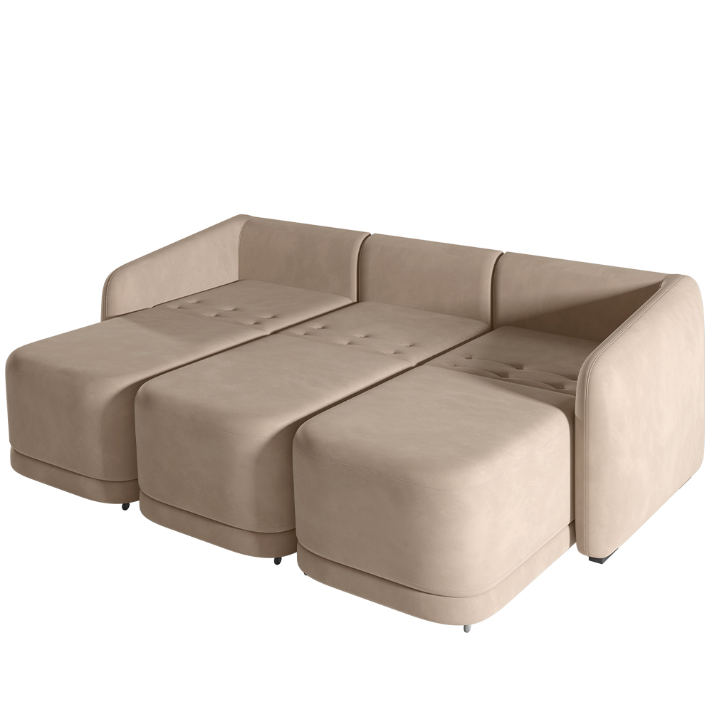 Sofá Cama para Sala de Estar 3 Lugares 276cm Montserrat K01 Veludo Bege - Lyam Decor