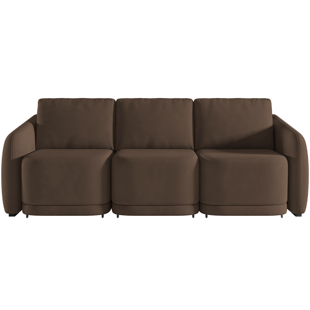 Sofá Cama para Sala de Estar 3 Lugares 276cm Montserrat K01 Veludo Marrom - Lyam Decor