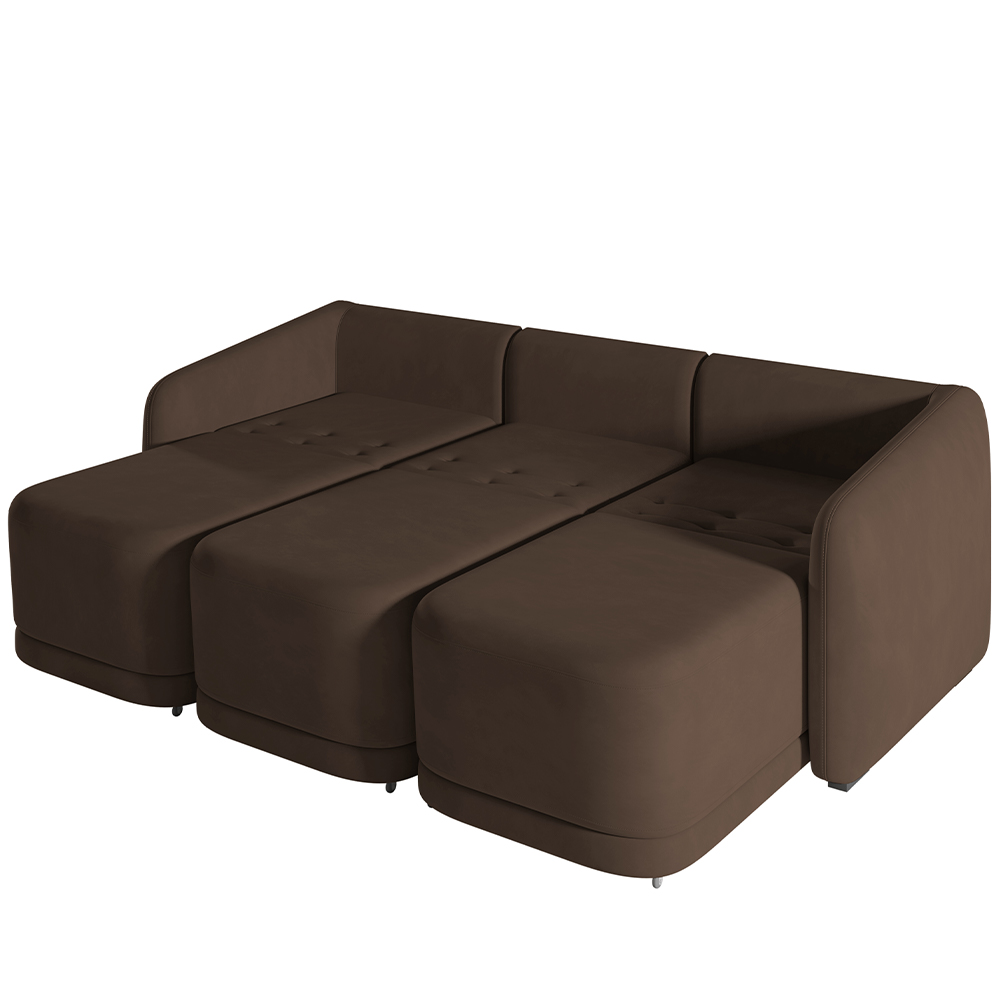 Sofá Cama para Sala de Estar 3 Lugares 276cm Montserrat K01 Veludo Marrom - Lyam Decor
