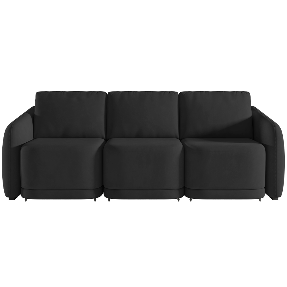 Sofá Cama para Sala de Estar 3 Lugares 276cm Montserrat K01 Veludo Preto - Lyam Decor