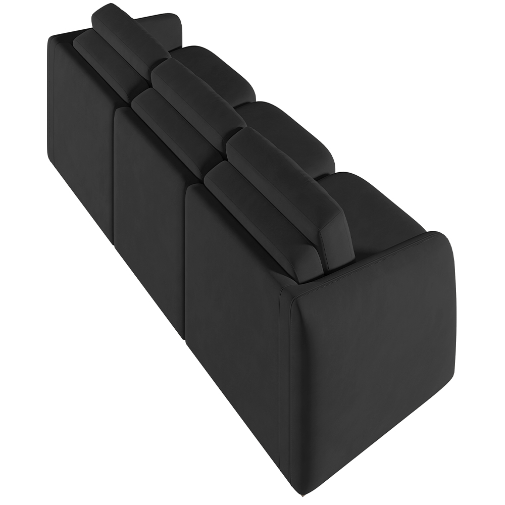 Sofá Cama para Sala de Estar 3 Lugares 276cm Montserrat K01 Veludo Preto - Lyam Decor