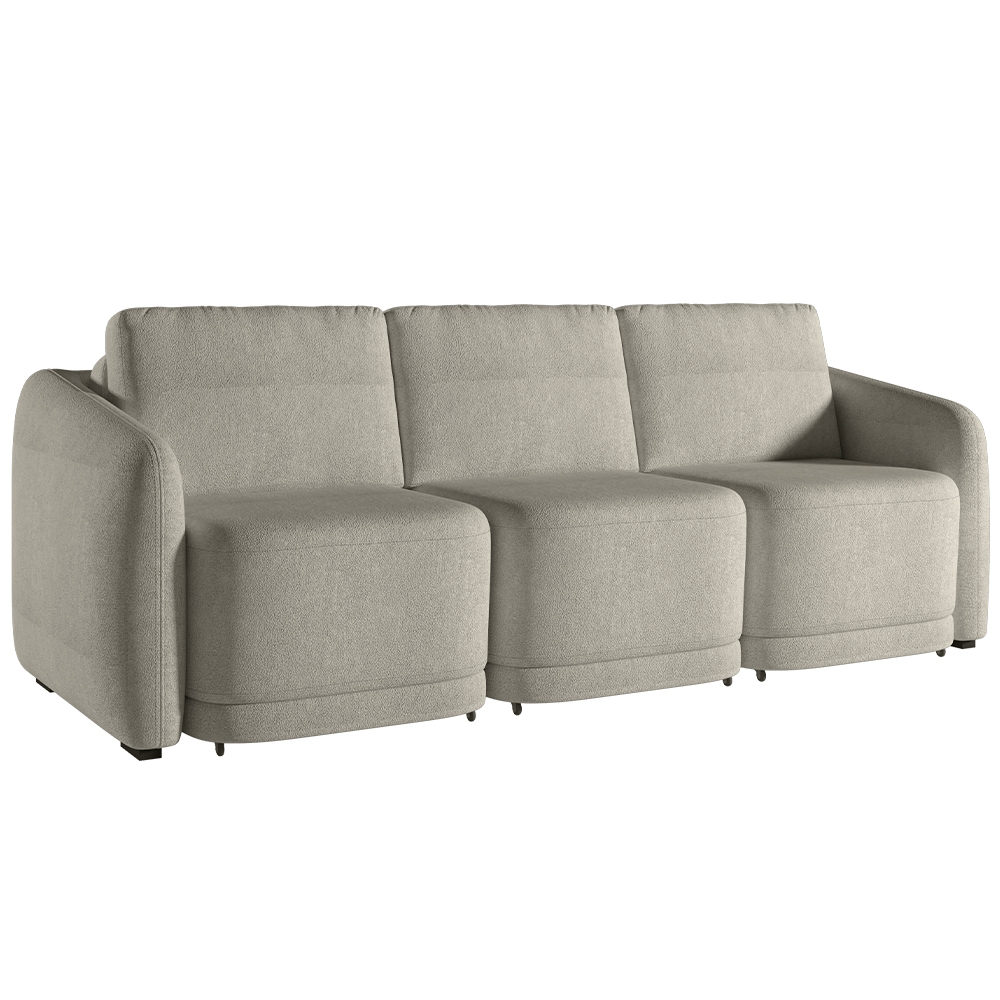 Sofá Cama para Sala de Estar 3 Lugares 306cm Montserrat K01 Bouclê Bege - Lyam Decor