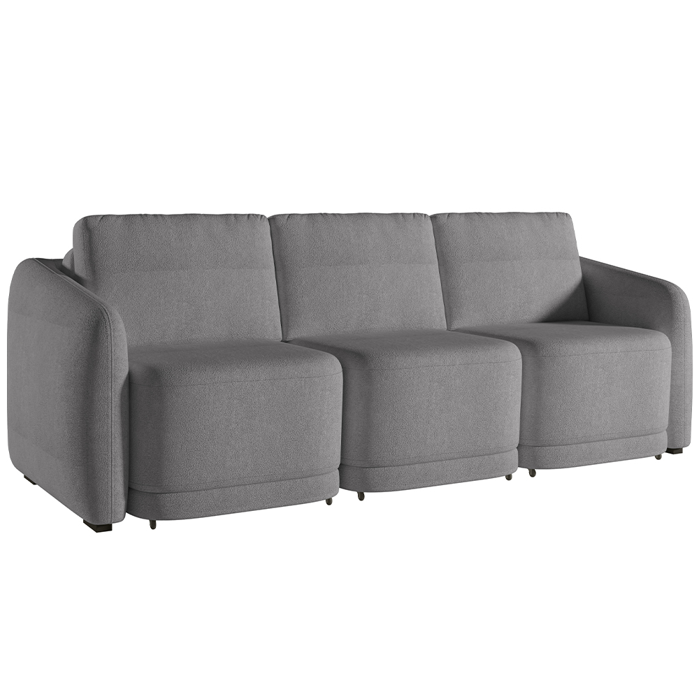 Sofá Cama para Sala de Estar 3 Lugares 306cm Montserrat K01 Bouclê Cinza - Lyam Decor