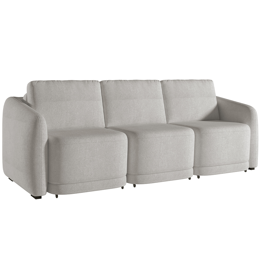 Sofá Cama para Sala de Estar 3 Lugares 306cm Montserrat K01 Bouclê Creme - Lyam Decor