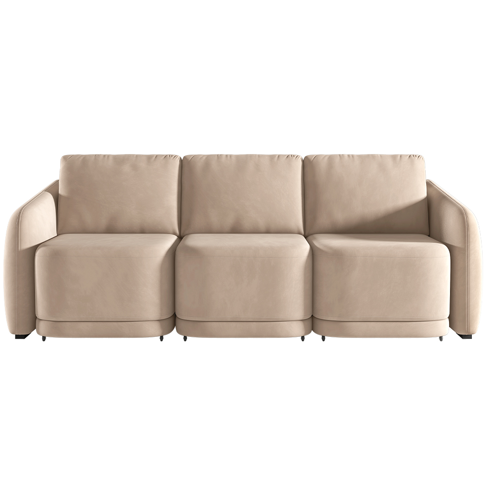Sofá Cama para Sala de Estar 3 Lugares 306cm Montserrat K01 Veludo Bege - Lyam Decor