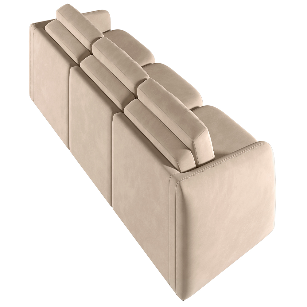 Sofá Cama para Sala de Estar 3 Lugares 306cm Montserrat K01 Veludo Bege - Lyam Decor