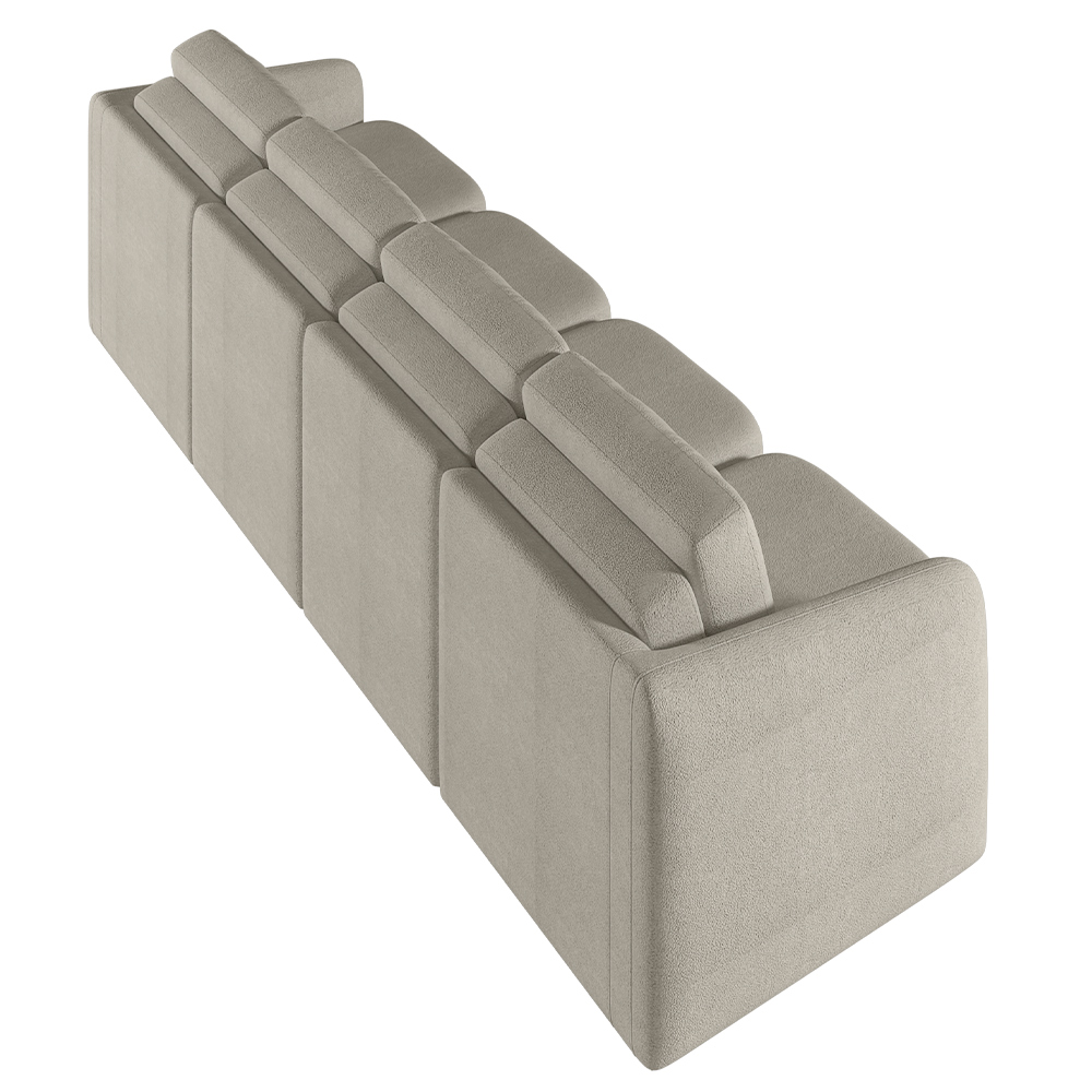 Sofá Cama para Sala de Estar 4 Lugares 316cm Montserrat K01 Bouclê Bege - Lyam Decor